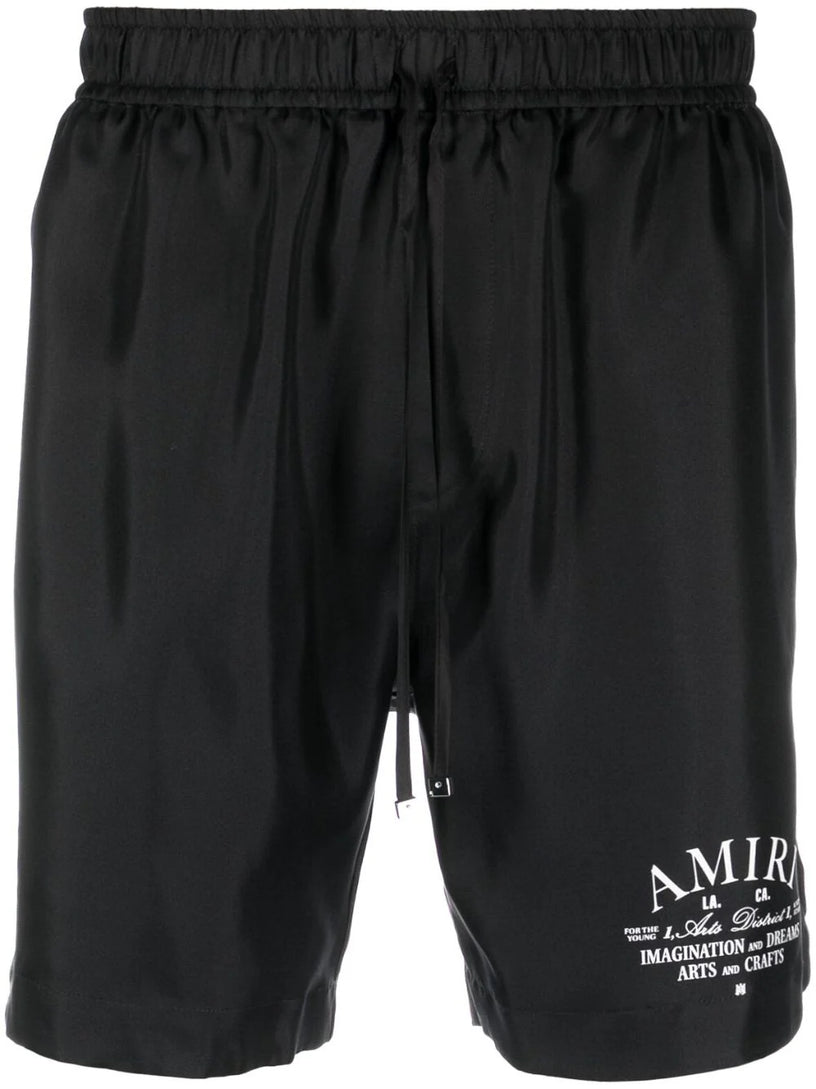 AMIRI Logo-print silk shorts