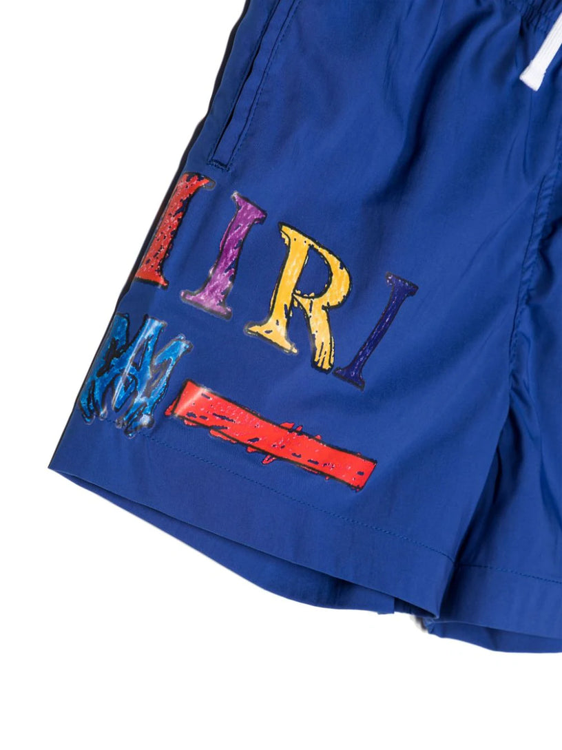 Logo-print drawstring swim shorts