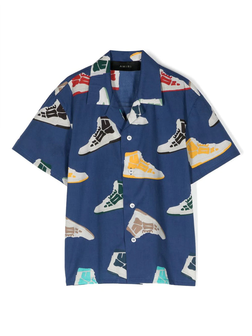 Skel-print bowling shirt