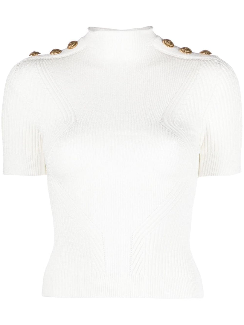 BALMAIN Fine ribbed knit top