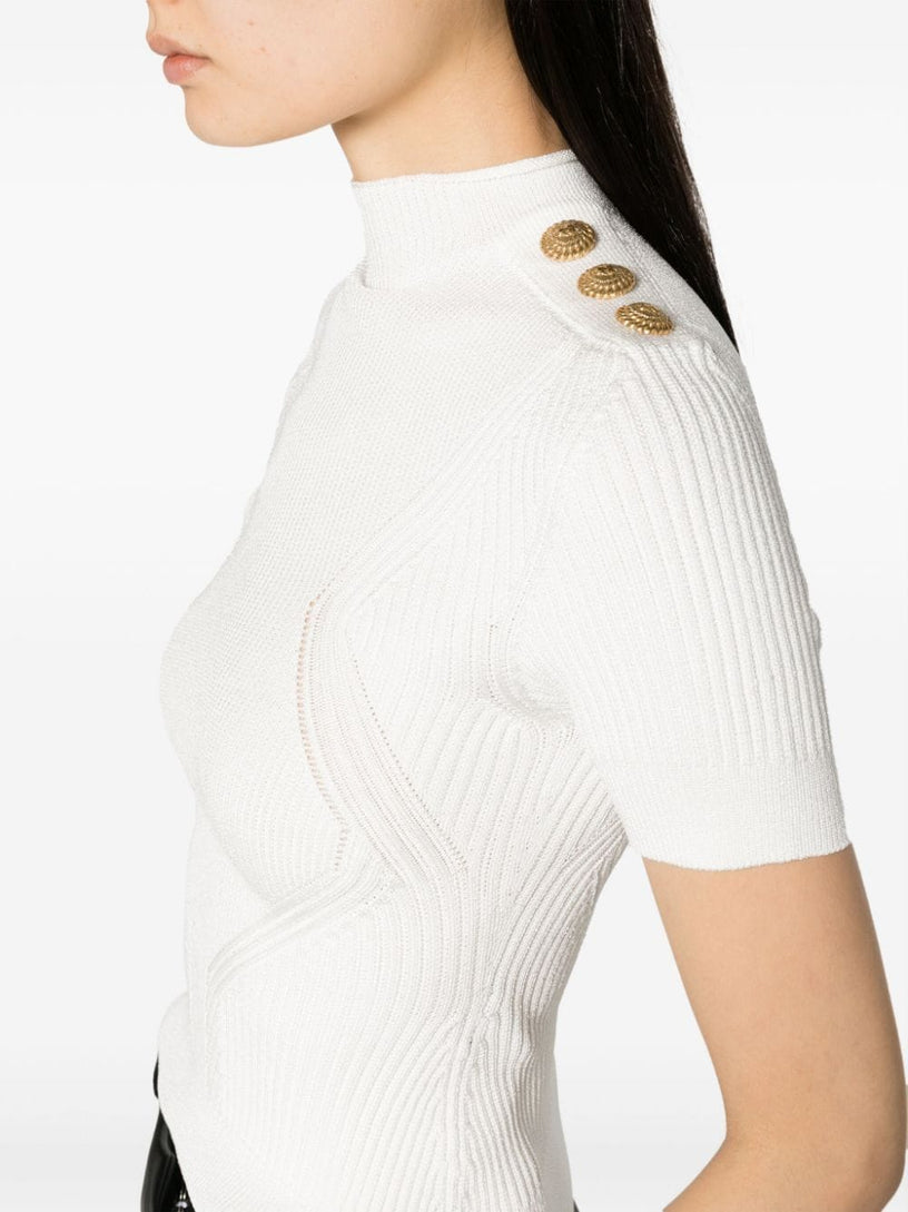 Fine ribbed knit top