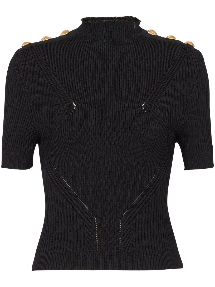 BALMAIN Fine ribbed knit top