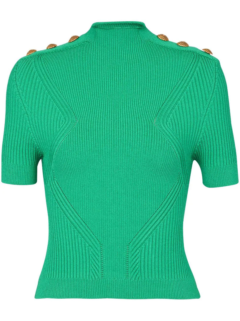 BALMAIN Fine ribbed knit top