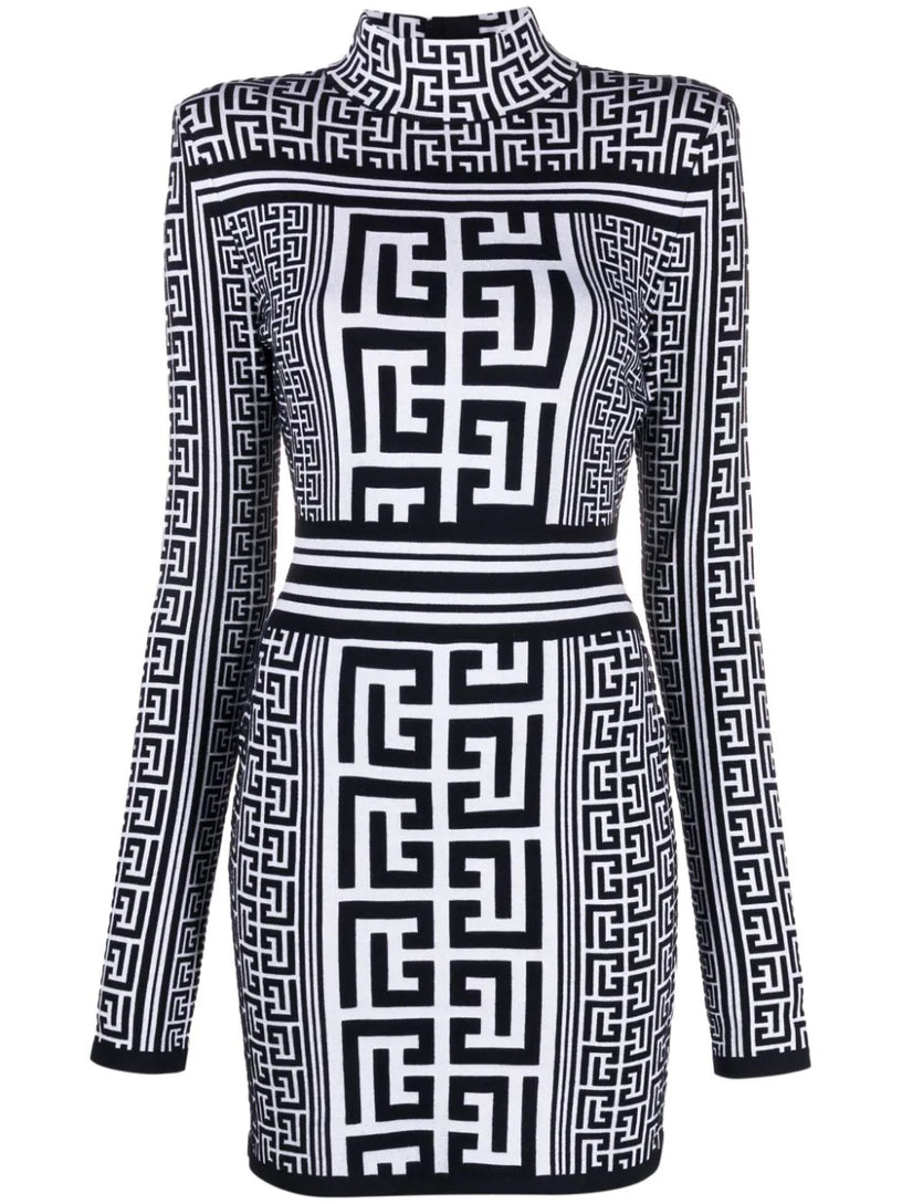 BALMAIN Monogrammed knit dress