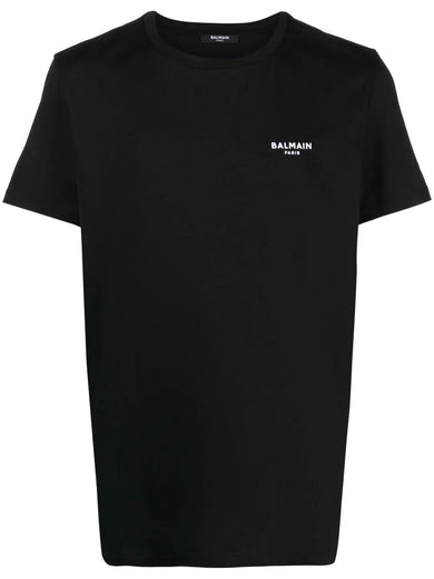 T-shirt with mini flocked balmain paris logo