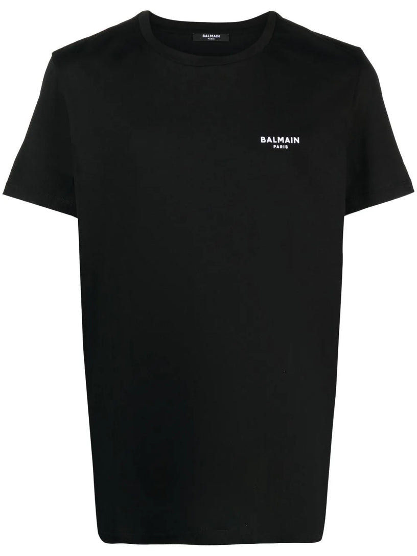 BALMAIN T-shirt with mini flocked balmain paris logo