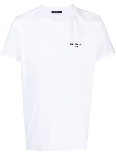 T-shirt with mini flocked Balmain Paris logo