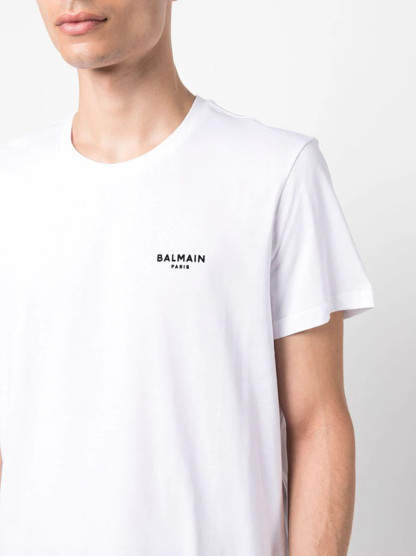 T-shirt with mini flocked Balmain Paris logo