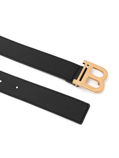 Logo-buckle leather belt