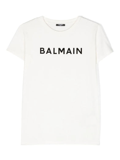 T-shirt with flocked Balmain logo