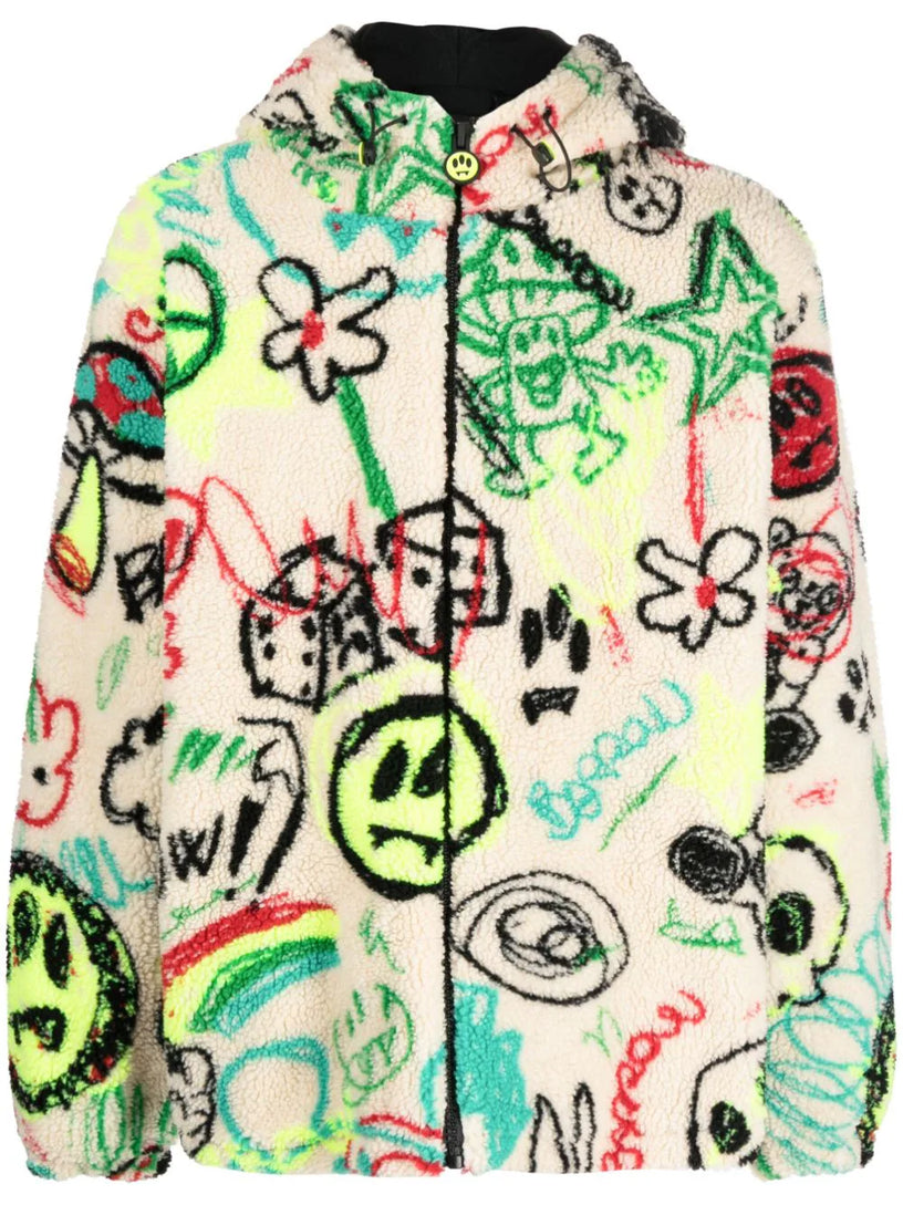 Sketch-print fleece jacket