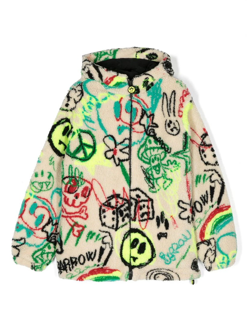 Sketch-print fleece jacket