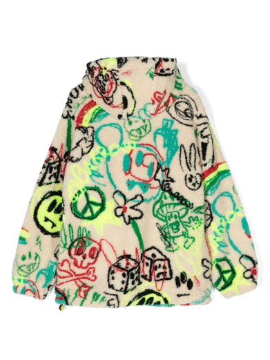 Sketch-print fleece jacket