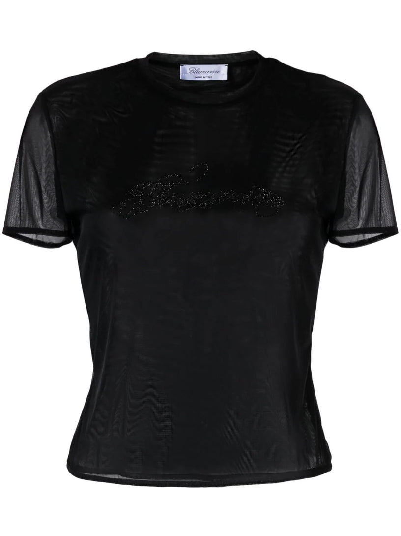 Blumarine Tulle t-shirt with logo