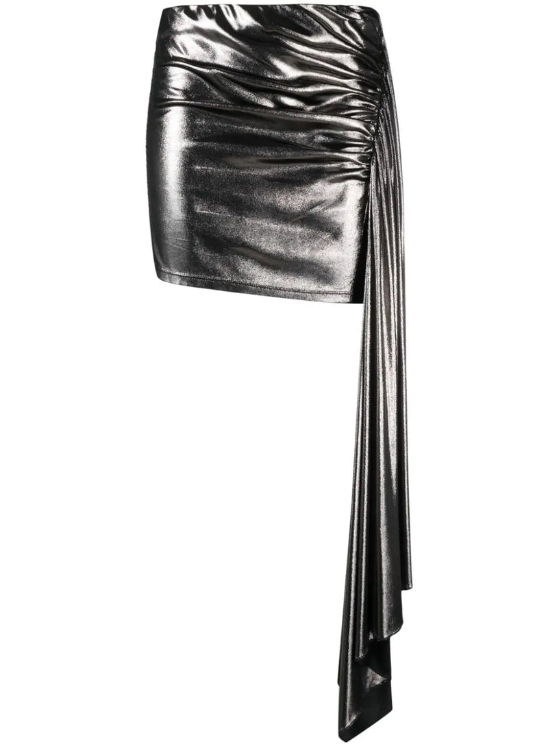 Blumarine Metallic silver draped skirt