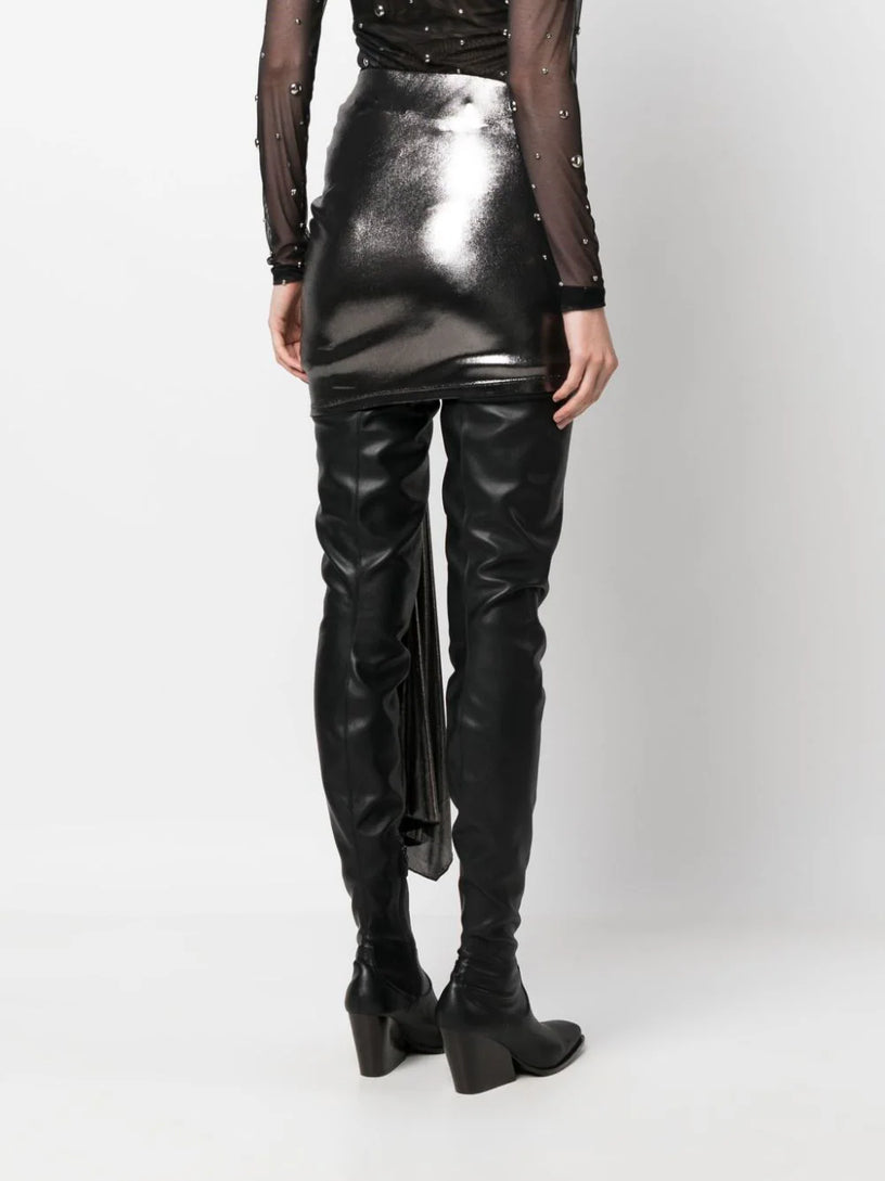 Metallic silver draped skirt