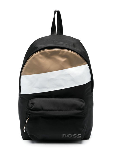 Striped logo-print backpack