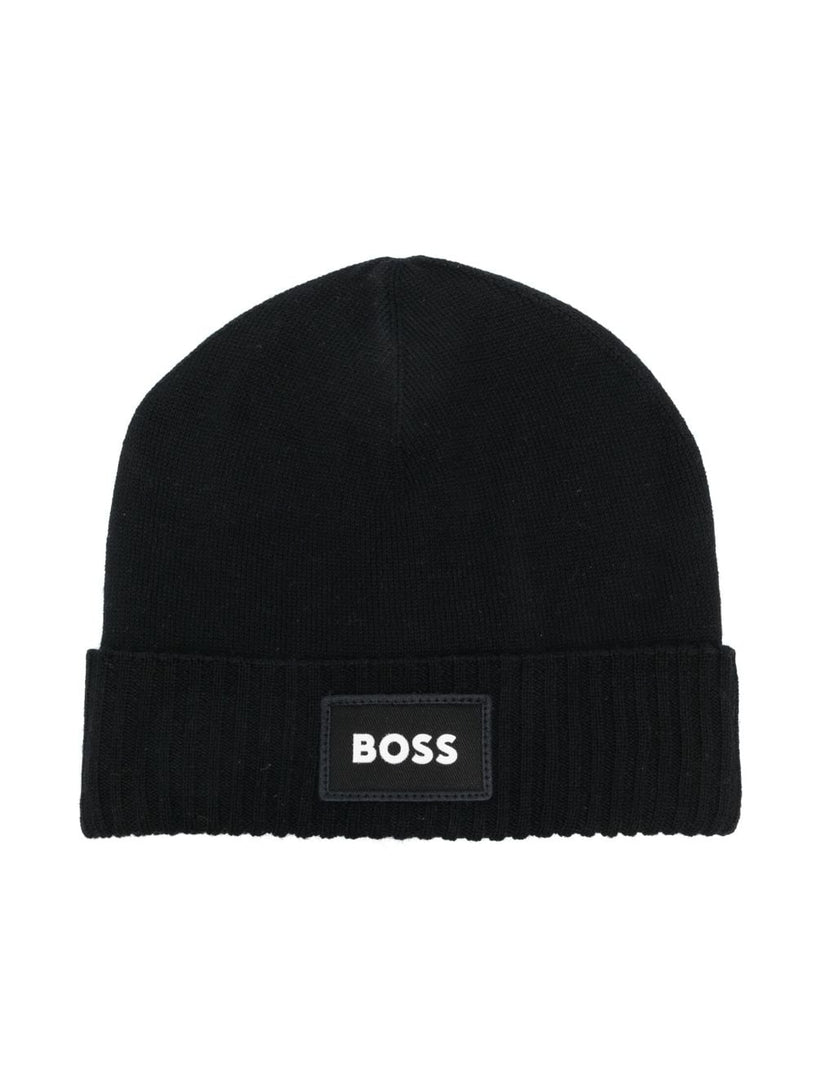 Embroidered-logo beanie hat