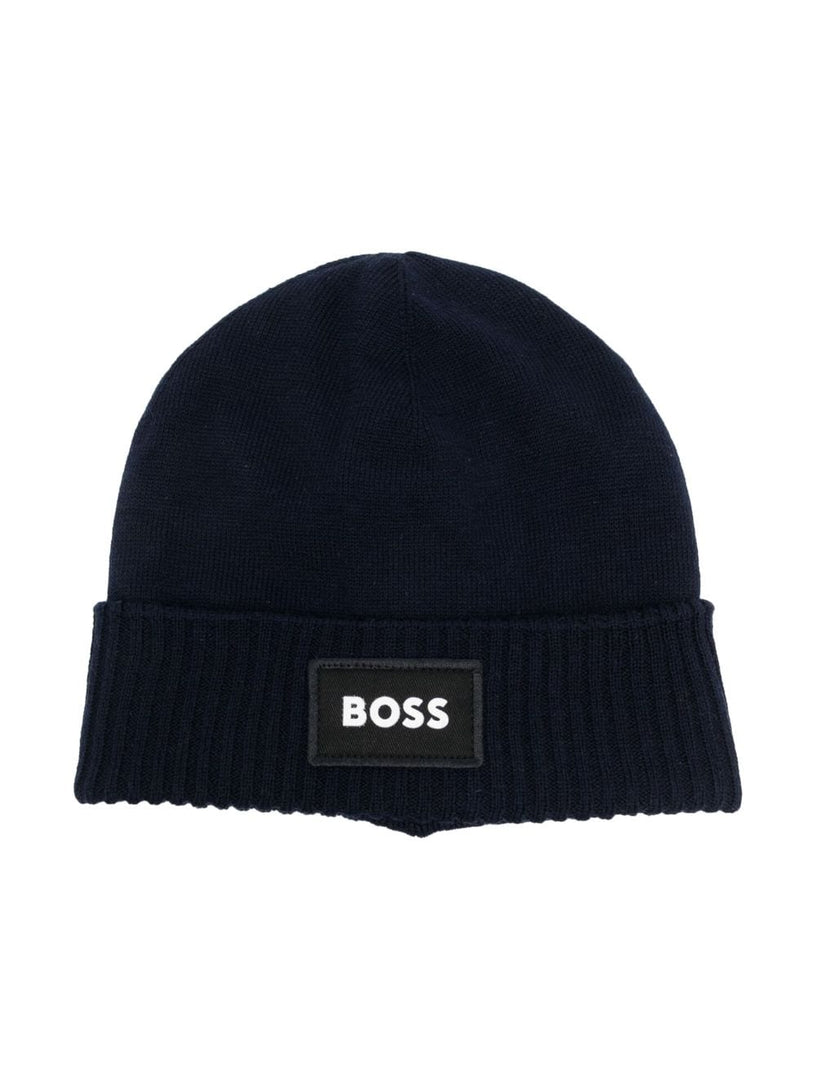 Embroidered-logo beanie hat