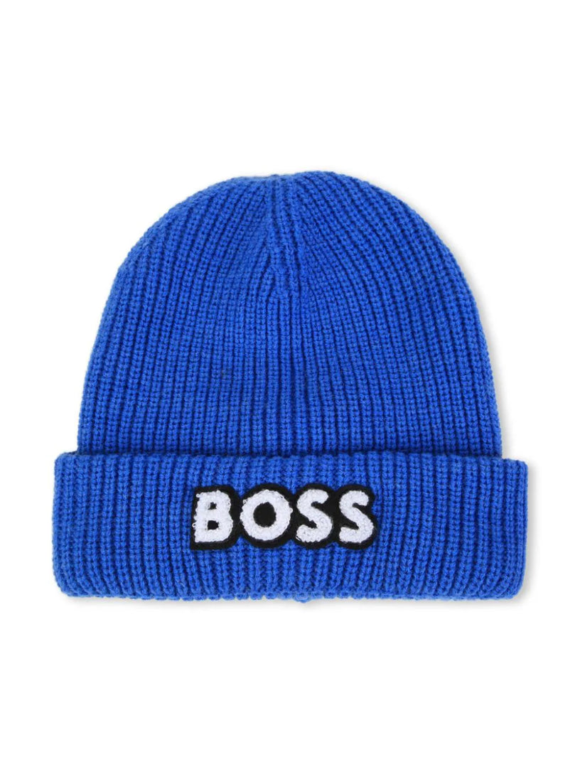 Embroidered-logo beanie hat