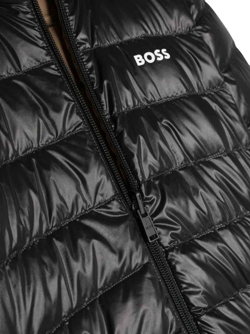 Reversible logo-print puffer jacket