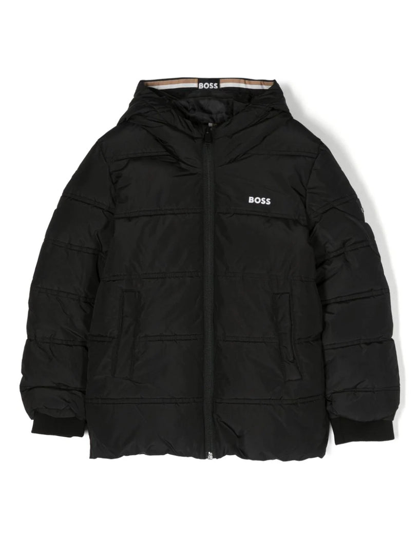 Logo padded hooded jacket