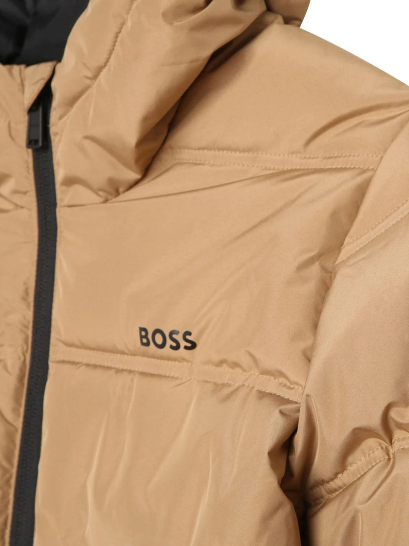 Logo padded hooded jacket