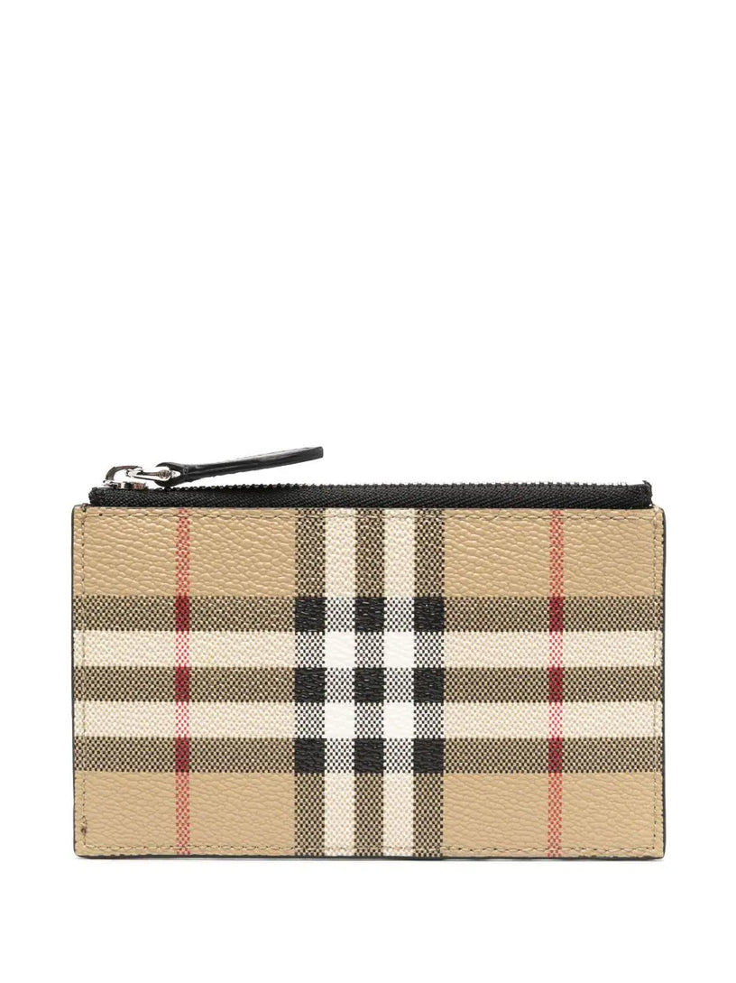 Vintage Check Zip Card Case