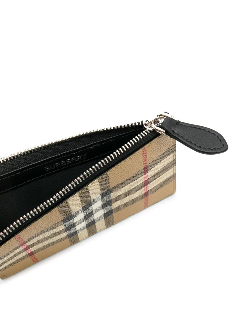 Vintage Check Zip Card Case