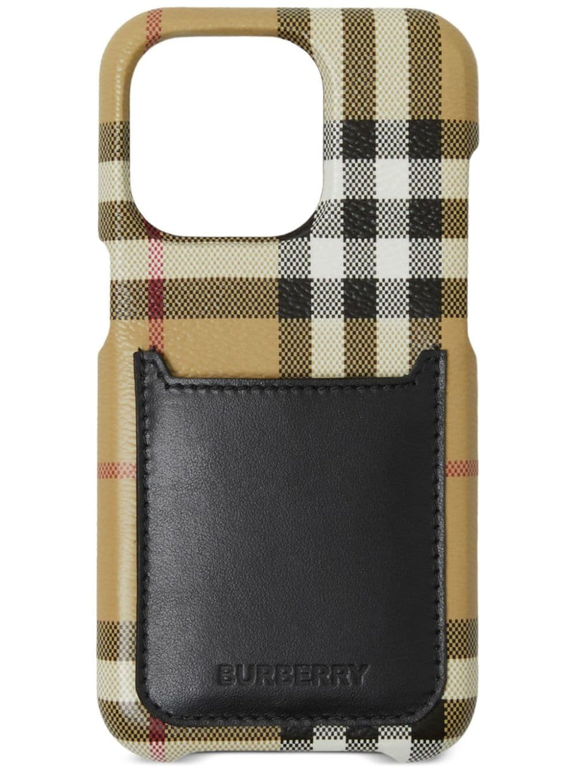 Burberry Check and leather iphone 14 pro case