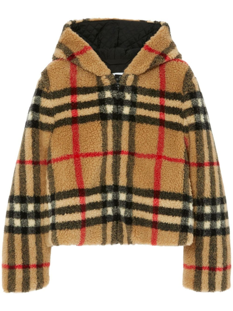 Burberry Check fleece hooded jacket