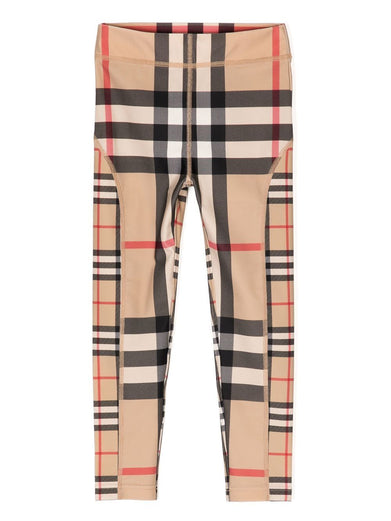 Contrast Check Stretch Jersey Leggings