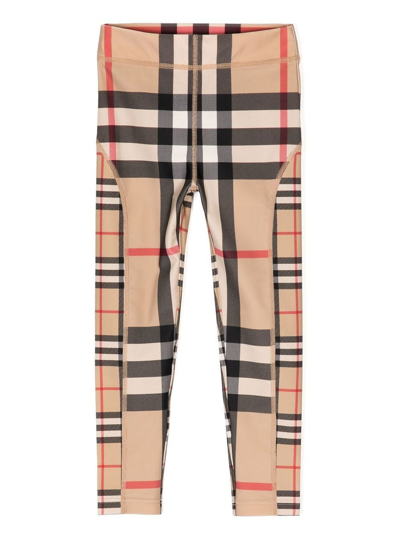 Contrast Check Stretch Jersey Leggings