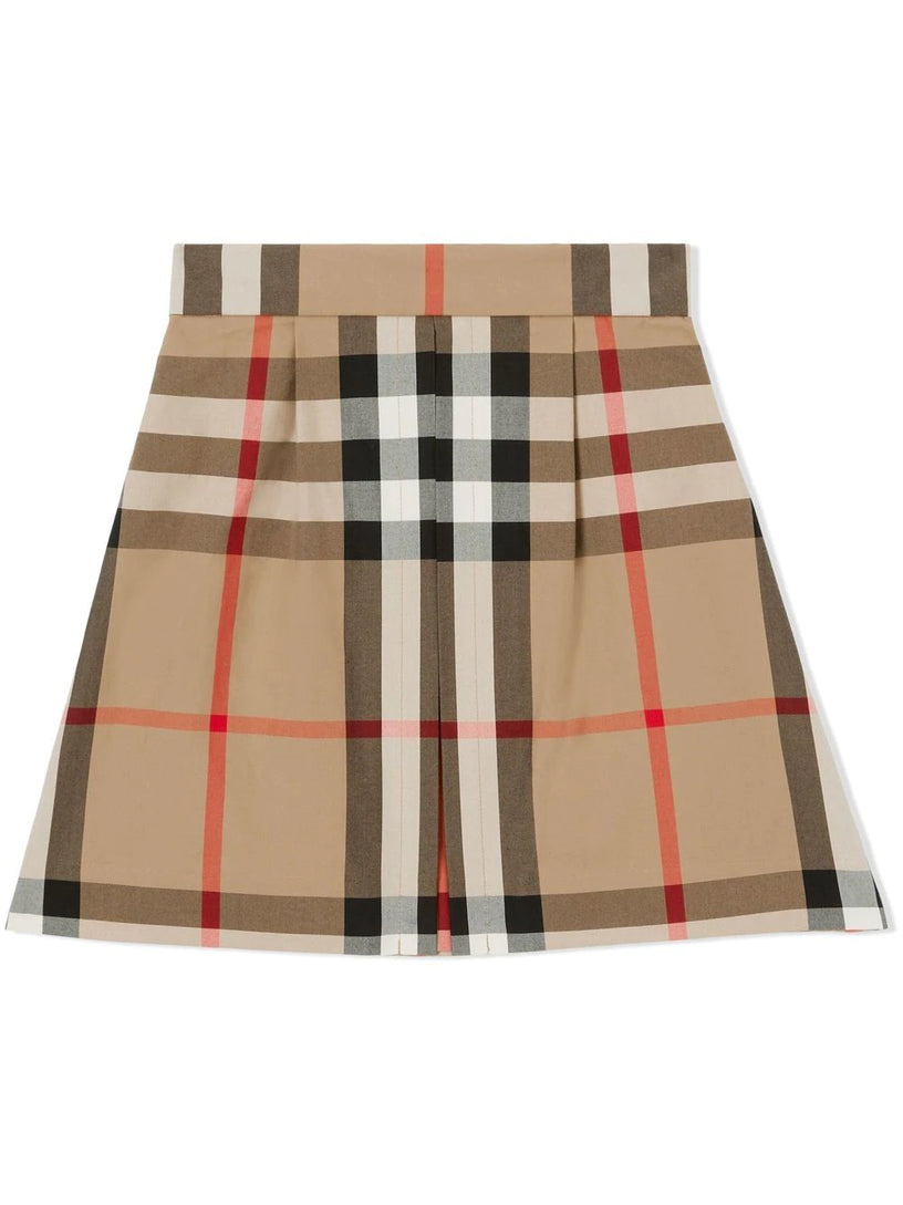 Exaggerated Check Pleated Skirt