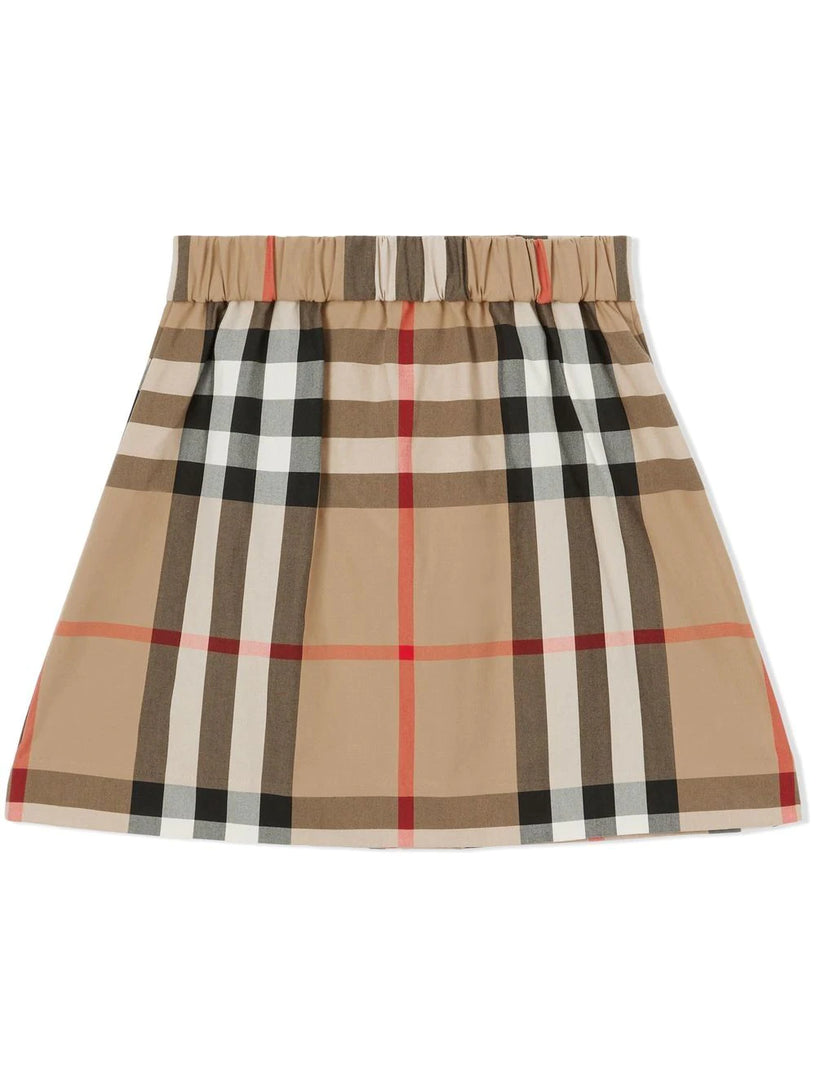 Exaggerated Check Pleated Skirt