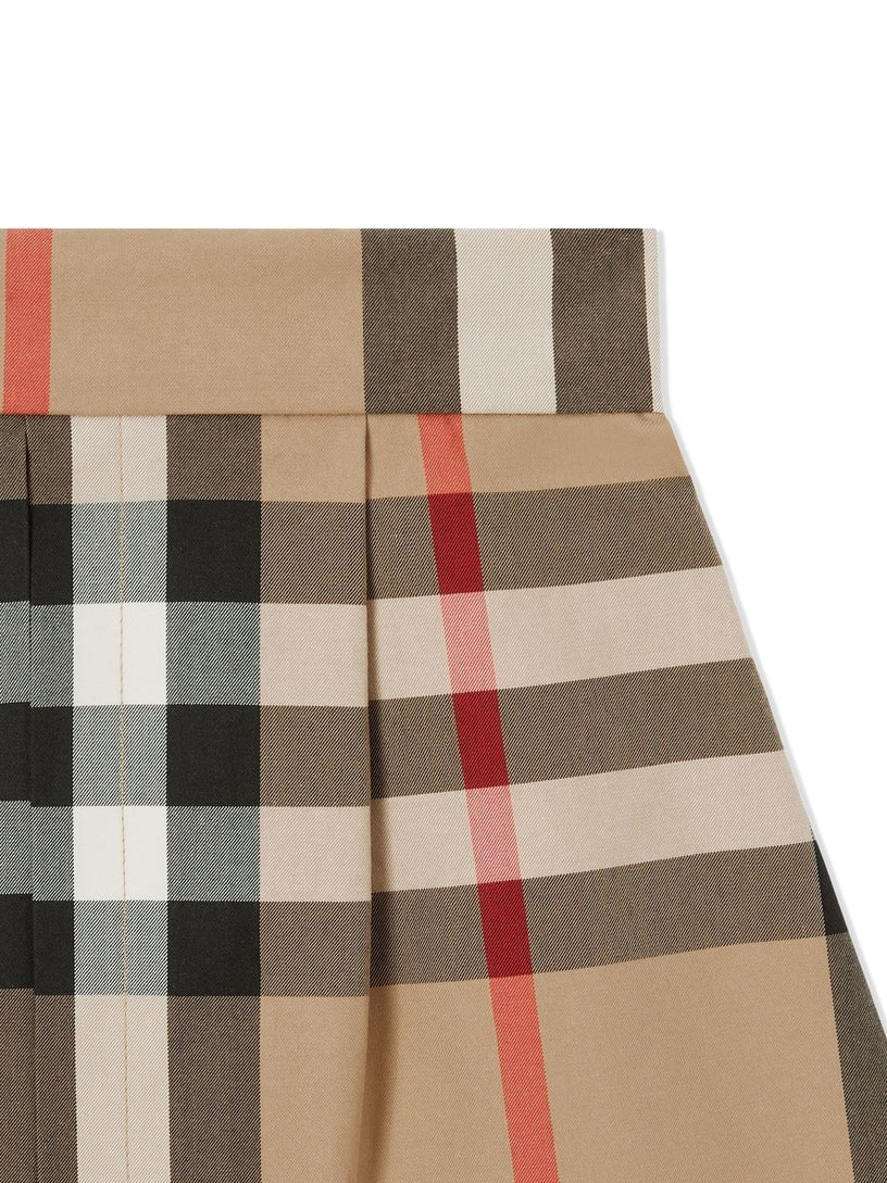 Exaggerated Check Pleated Skirt