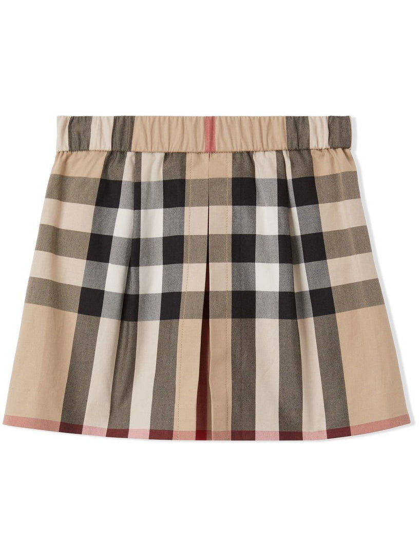 Exaggerated Check Pleated Skirt