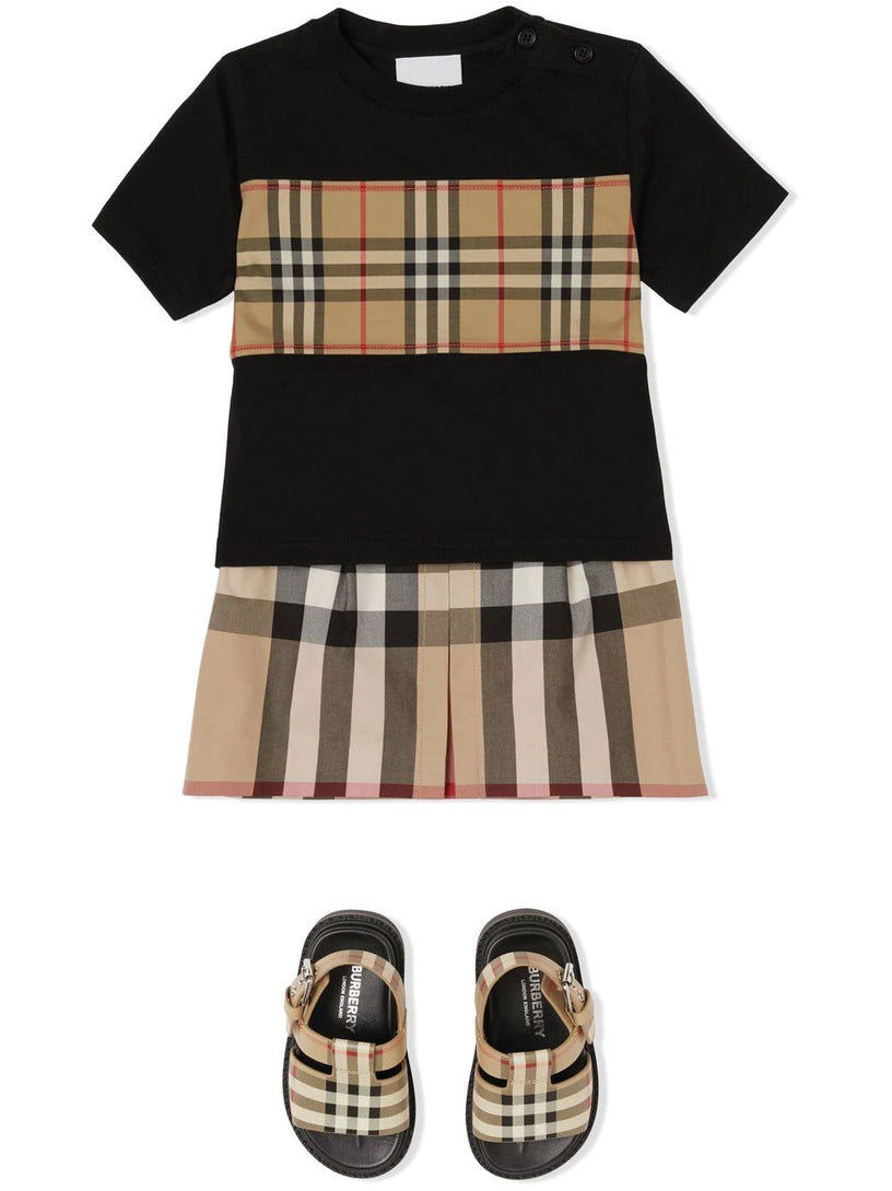 Exaggerated Check Pleated Skirt