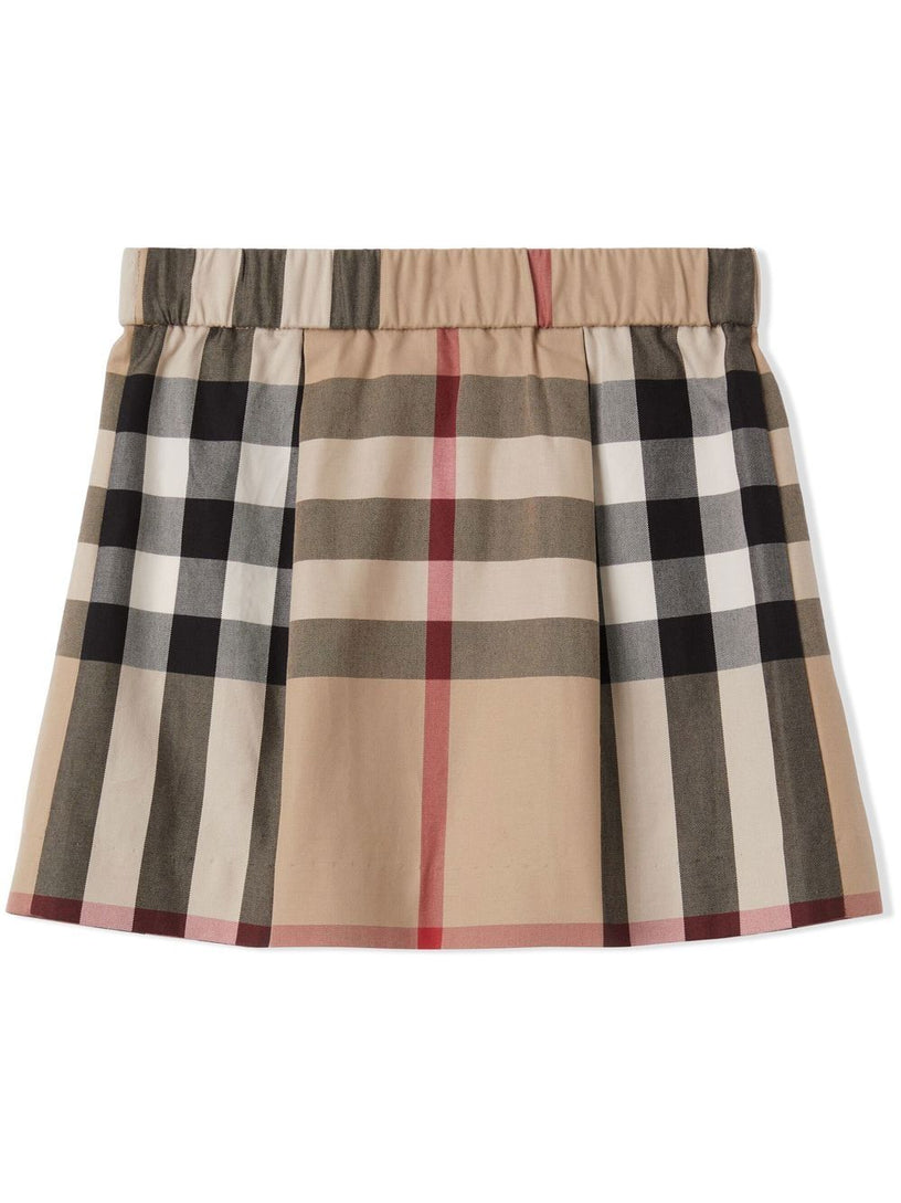 Exaggerated Check Pleated Skirt