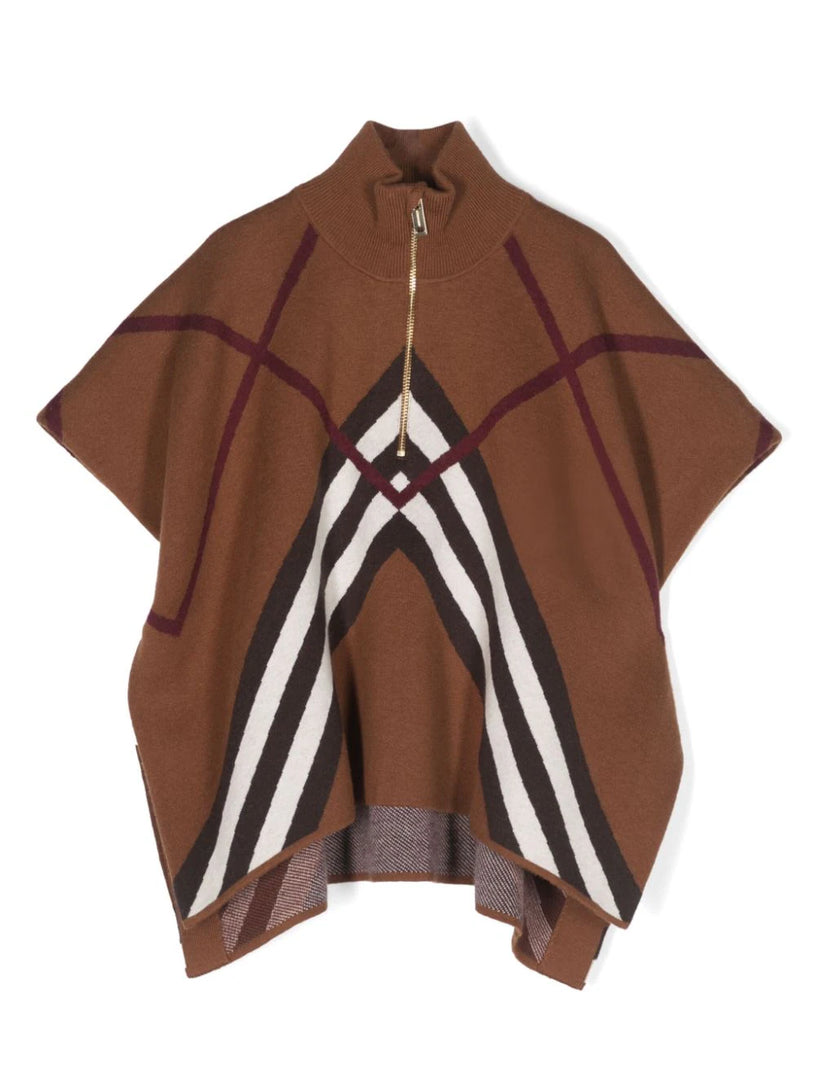 Stripe-print knitted cape