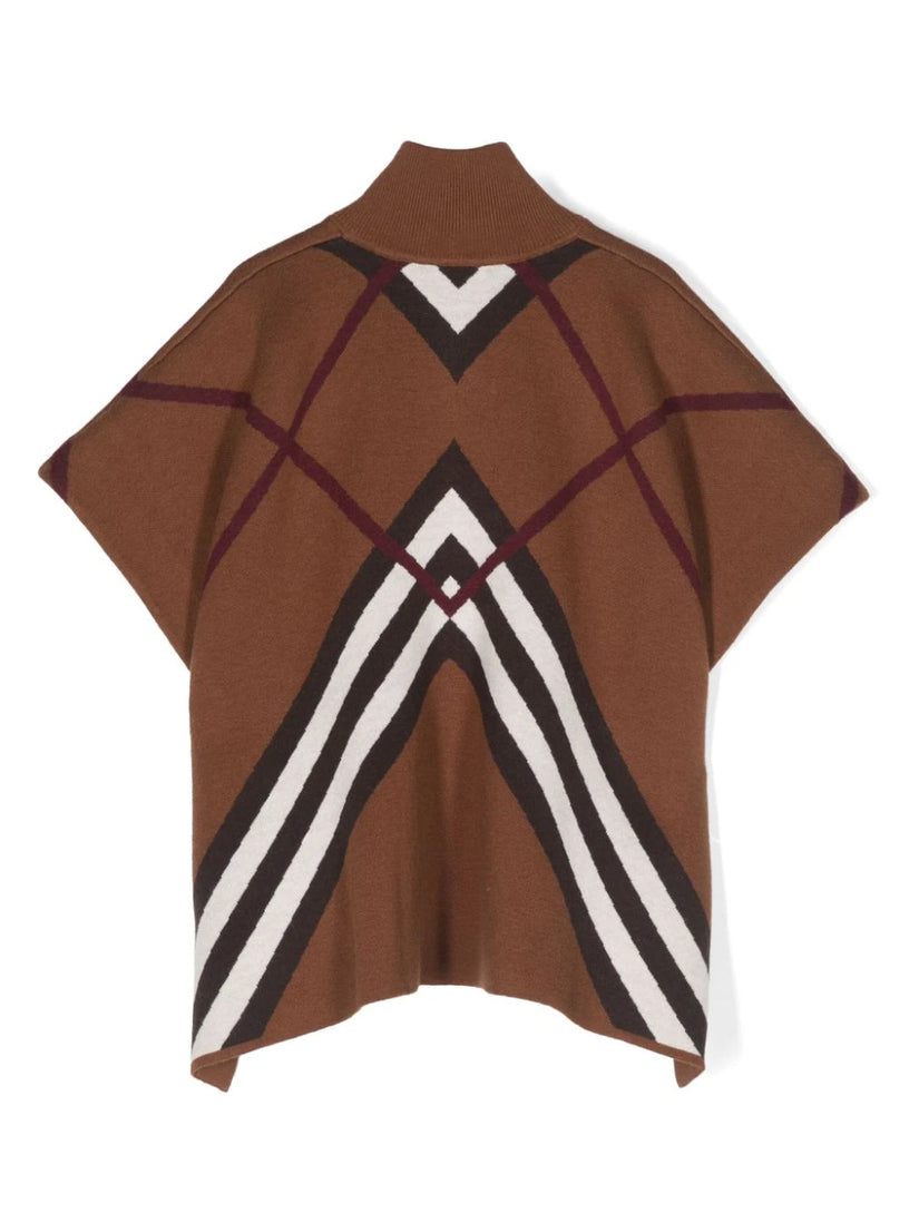 Stripe-print knitted cape