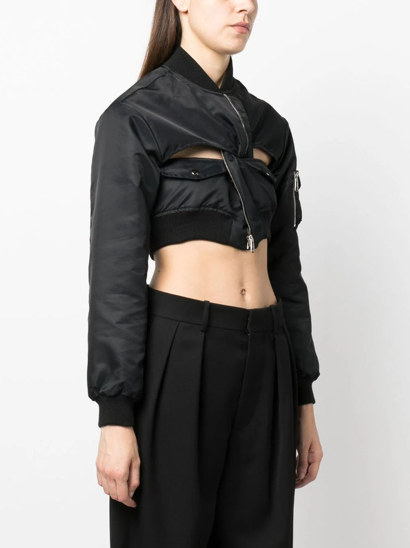 Cut-out bomber jacket