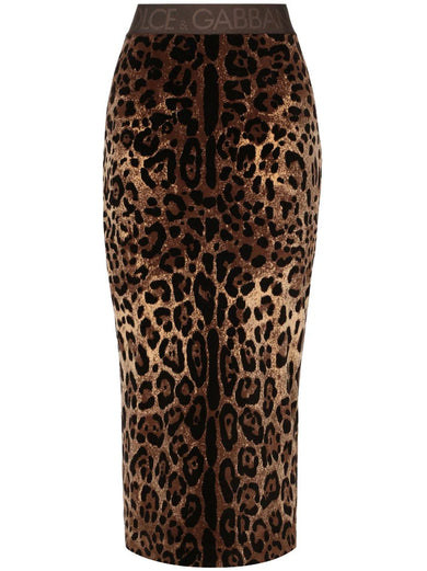 Skirt with jacquard leopard design