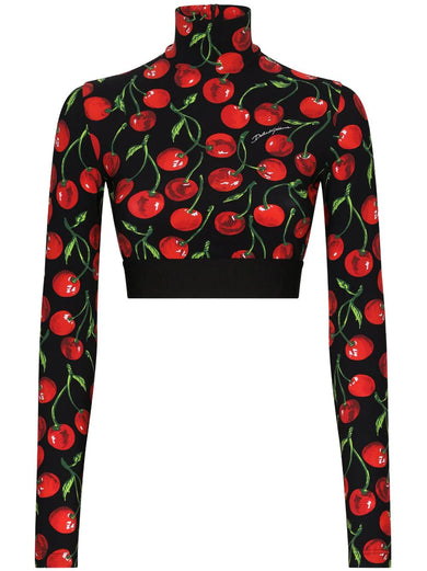 Cherry-print crop top