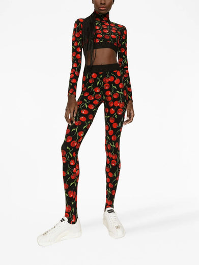 Cherry-print crop top