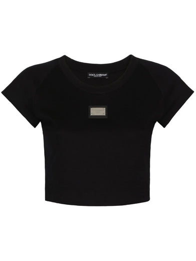 Logo-plaque cropped T-shirt