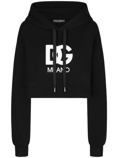 Logo embroidery cropped hoodie