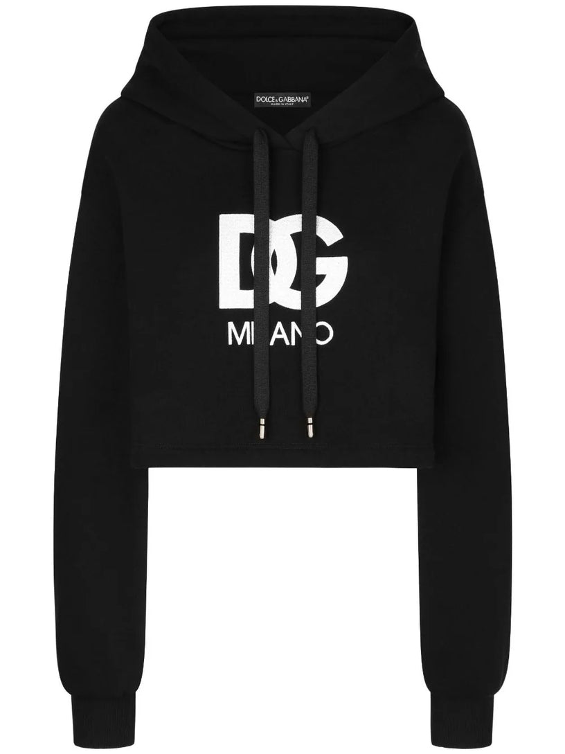 Logo embroidery cropped hoodie