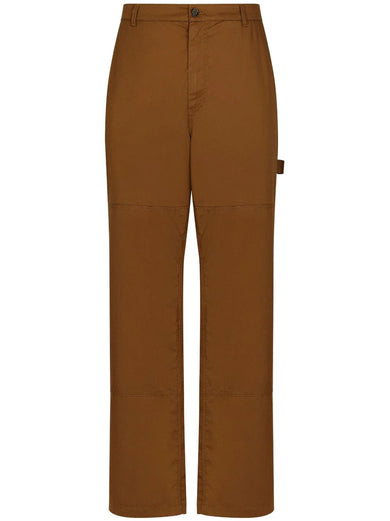 Worker pants with brand plate