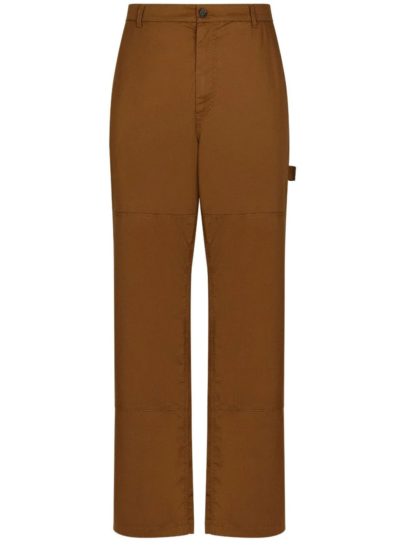 Worker pants with brand plate